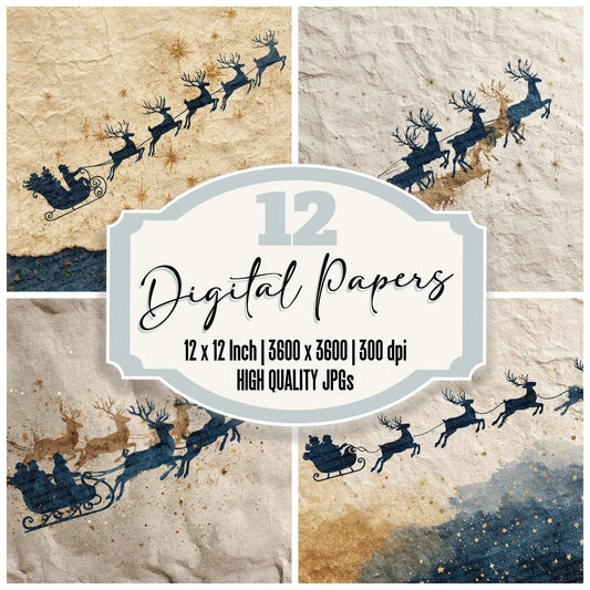 Christmas Retro Sleigh Ride Digital Paper Pack (DDD000930)