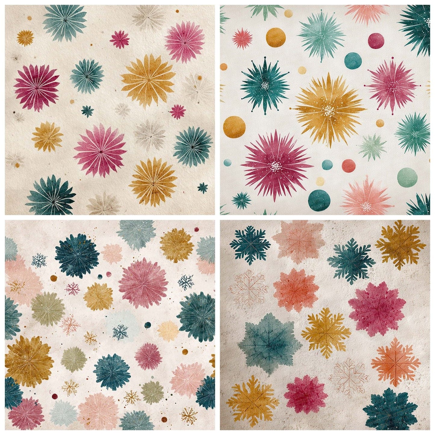 Christmas Retro Snowflake Digital Paper Pack (DDD000931)