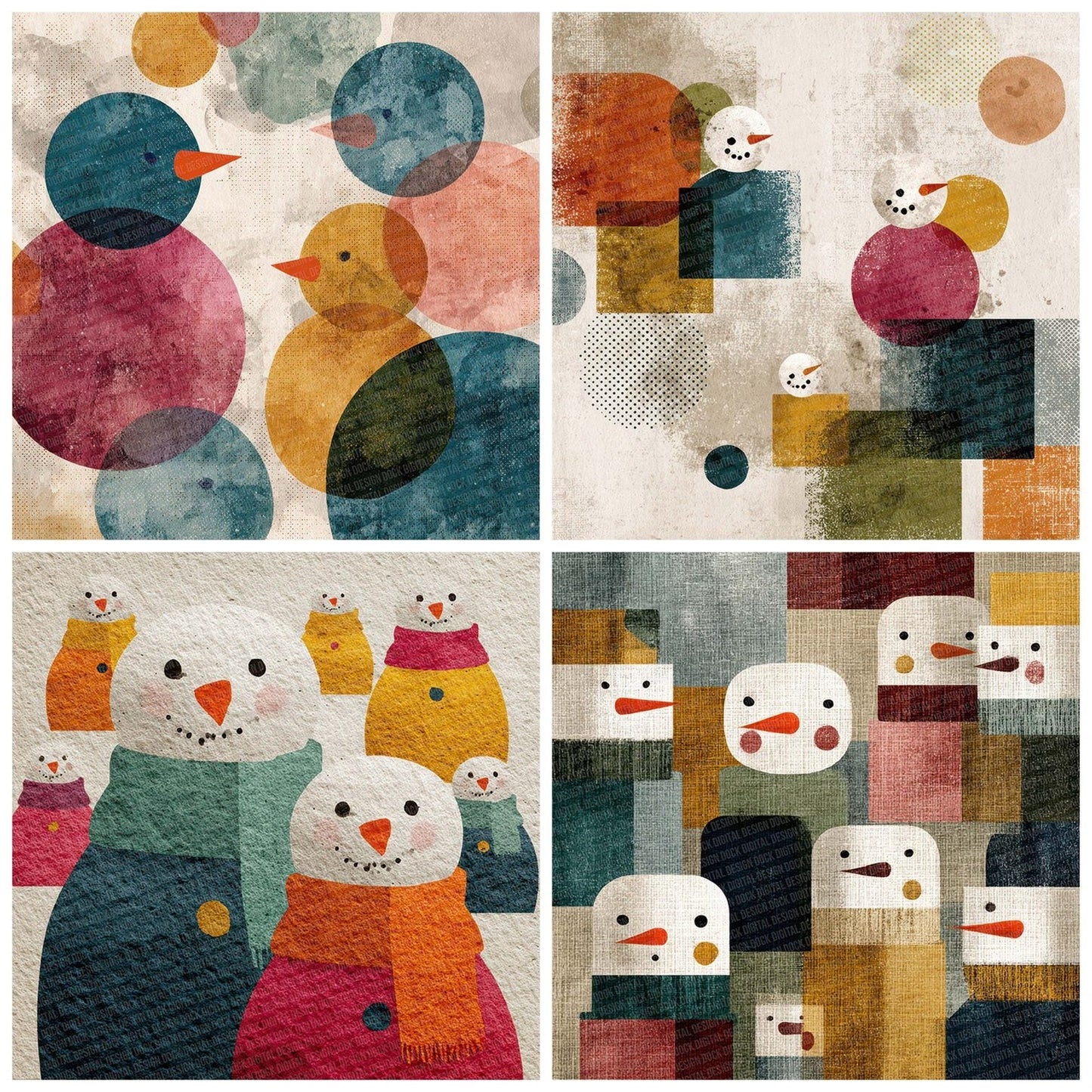 Christmas Retro Snowman Digital Paper Pack (DDD000932)