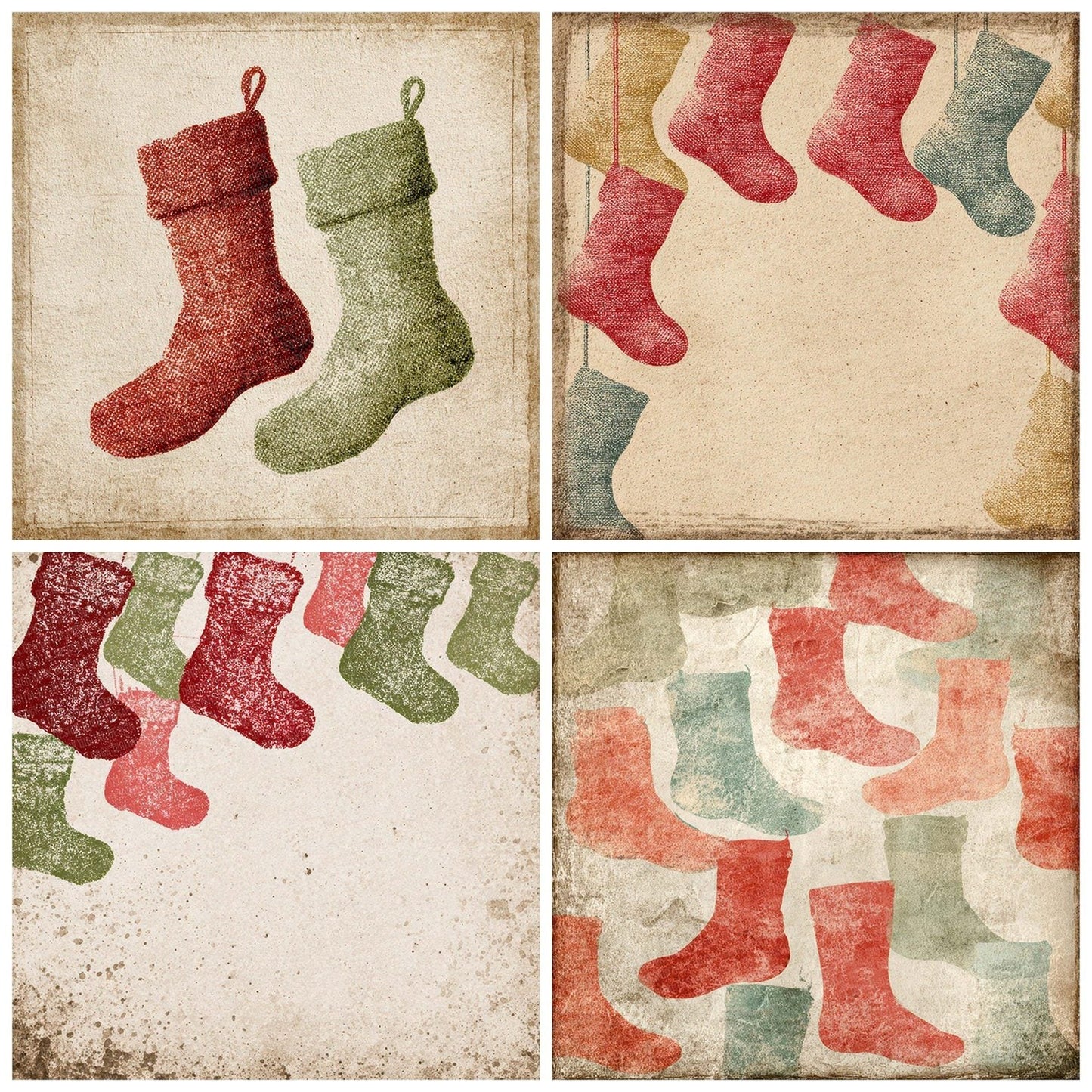 Christmas Retro Stocking Digital Paper Pack (DDD000934)
