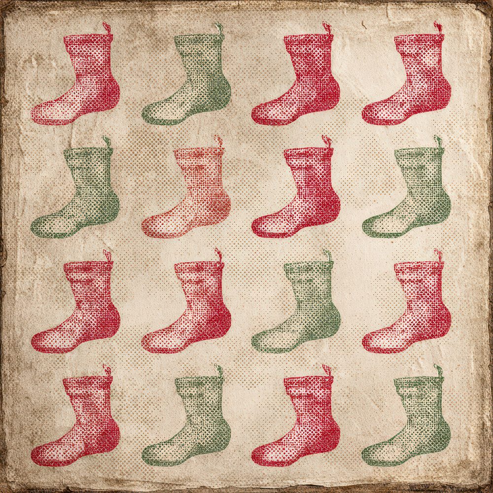 Christmas Retro Stocking Digital Paper Pack (DDD000934)