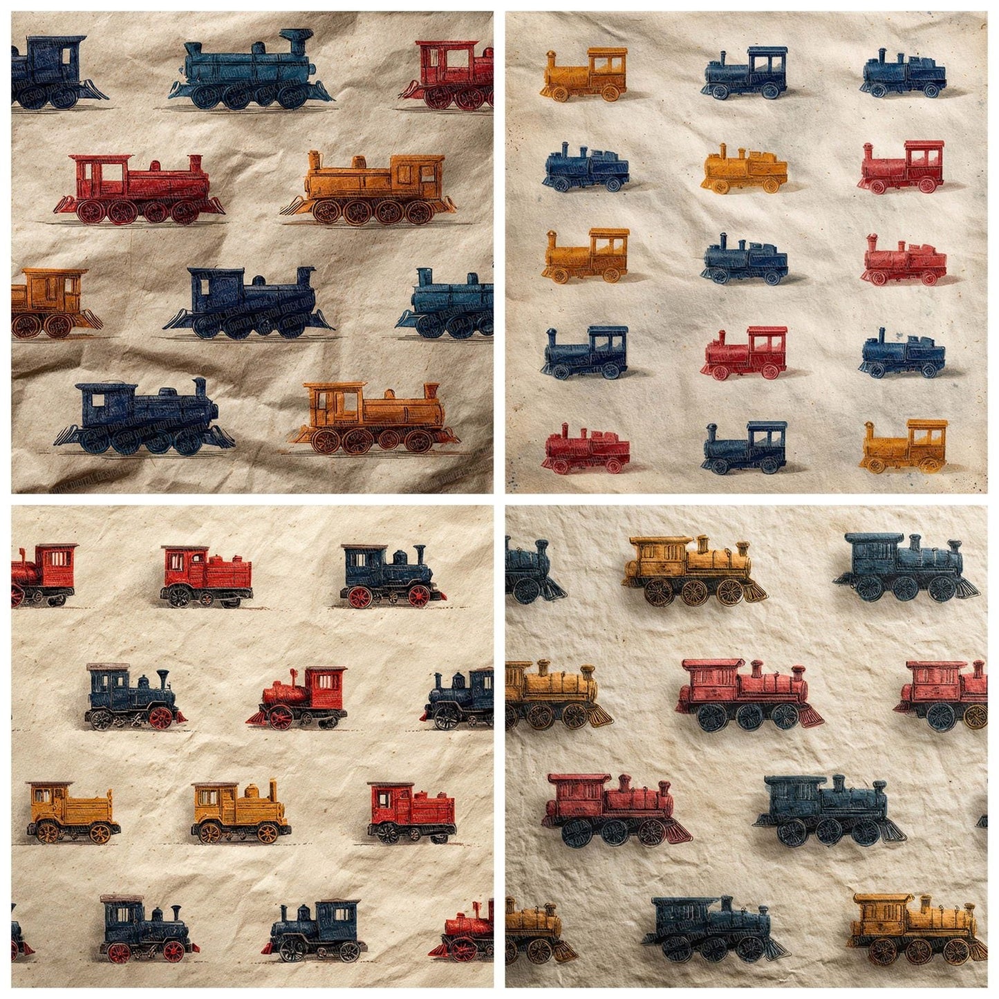 Christmas Retro Toy Train Digital Paper Pack (DDD000936)