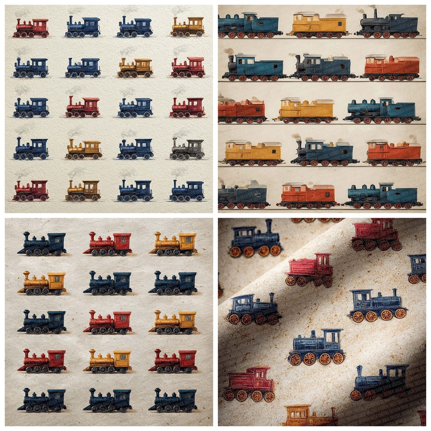 Christmas Retro Toy Train Digital Paper Pack (DDD000936)