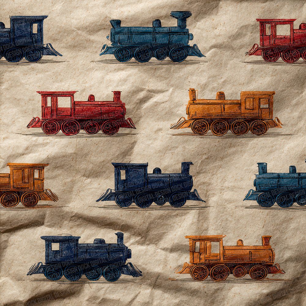 Christmas Retro Toy Train Digital Paper Pack (DDD000936)