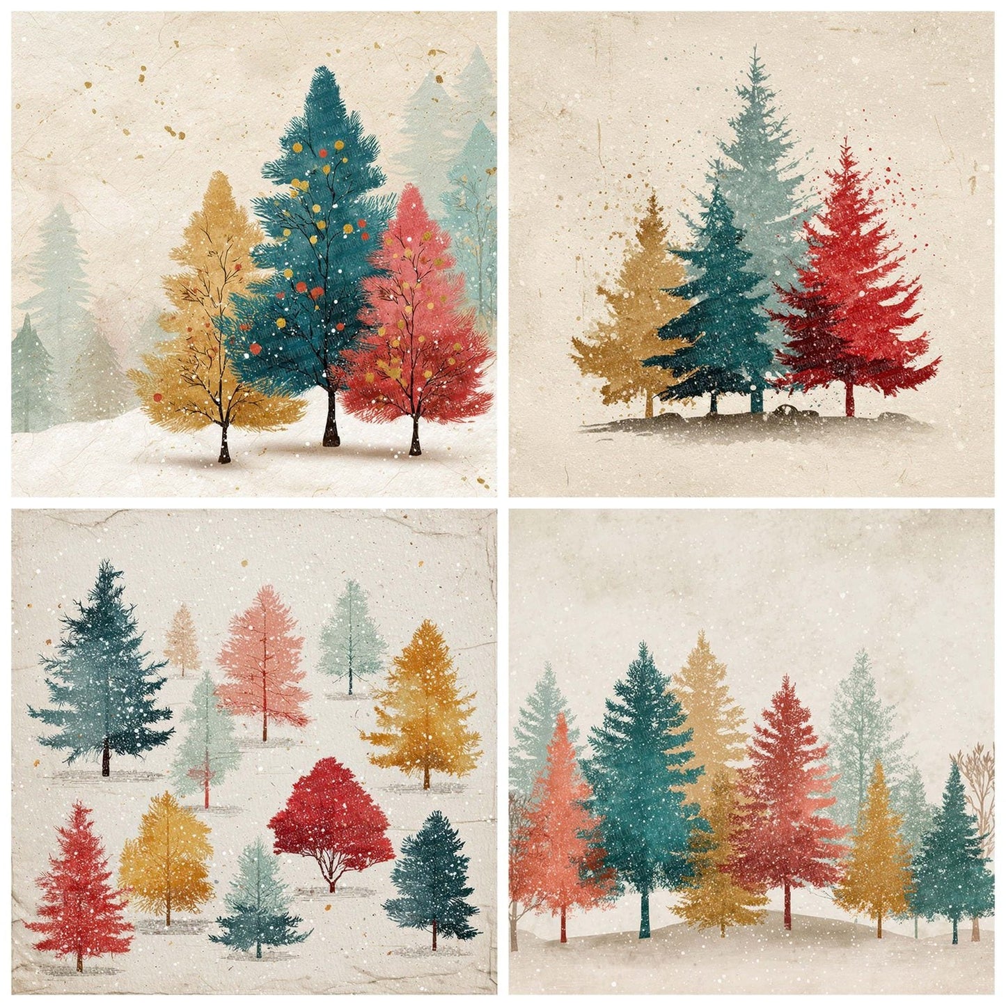 Christmas Retro Tree Digital Paper Pack (DDD000937)