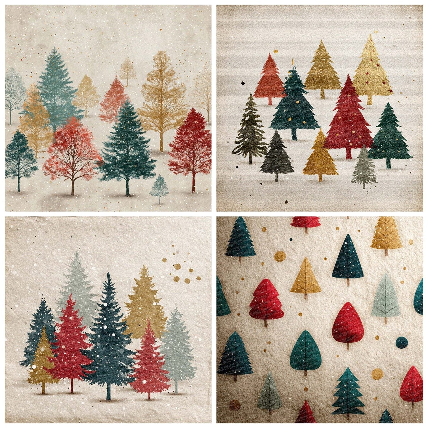 Christmas Retro Tree Digital Paper Pack (DDD000937)