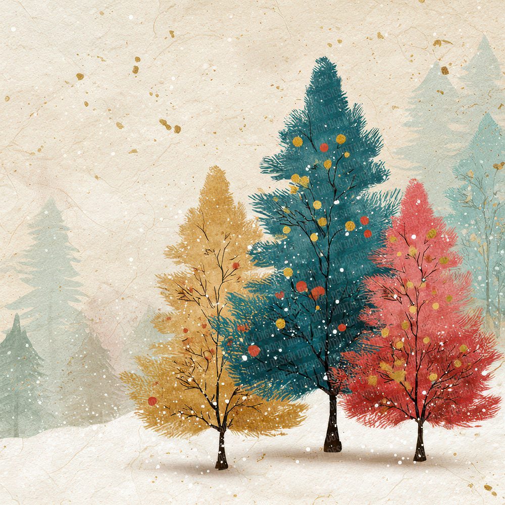 Christmas Retro Tree Digital Paper Pack (DDD000937)