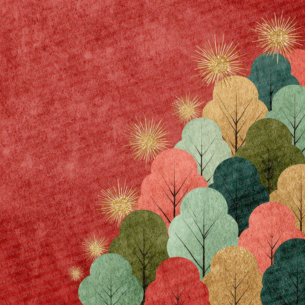 Christmas Retro Tree Cluster Digital Paper Pack (DDD000938)