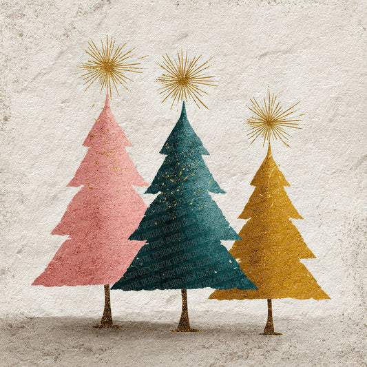 Christmas Retro Tree Silhouettes Digital Paper Pack (DDD000939)