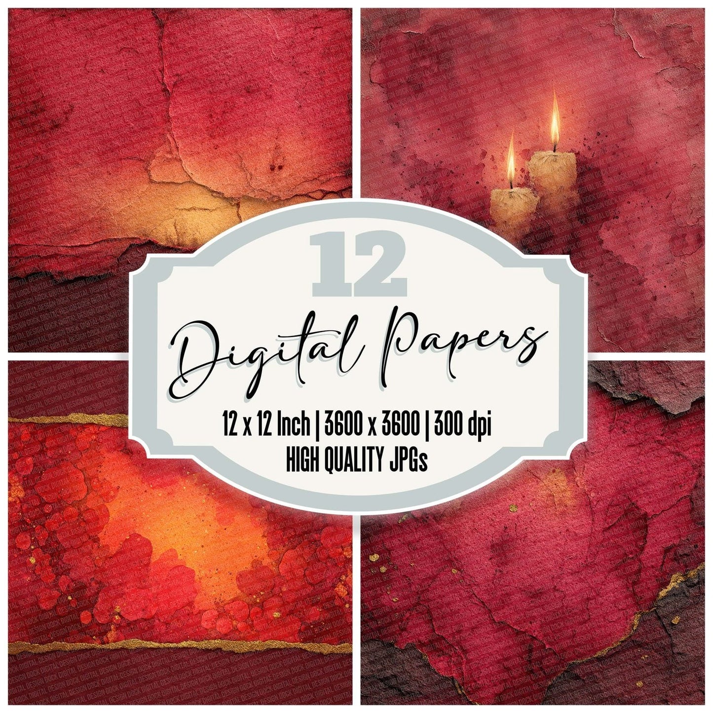 Christmas Ribbon Glow Digital Paper Pack (DDD000940)