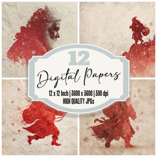 Christmas Santa Silhouette Digital Paper Pack (DDD000941)