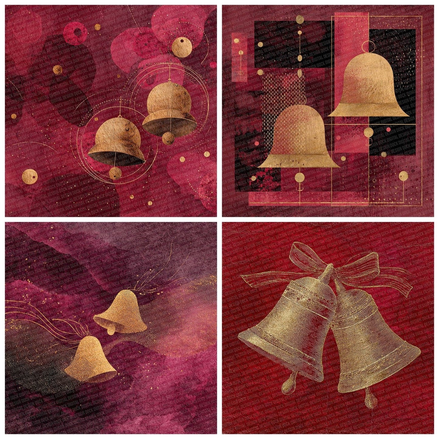 Christmas Sleigh Bells Digital Paper Pack (DDD000942)