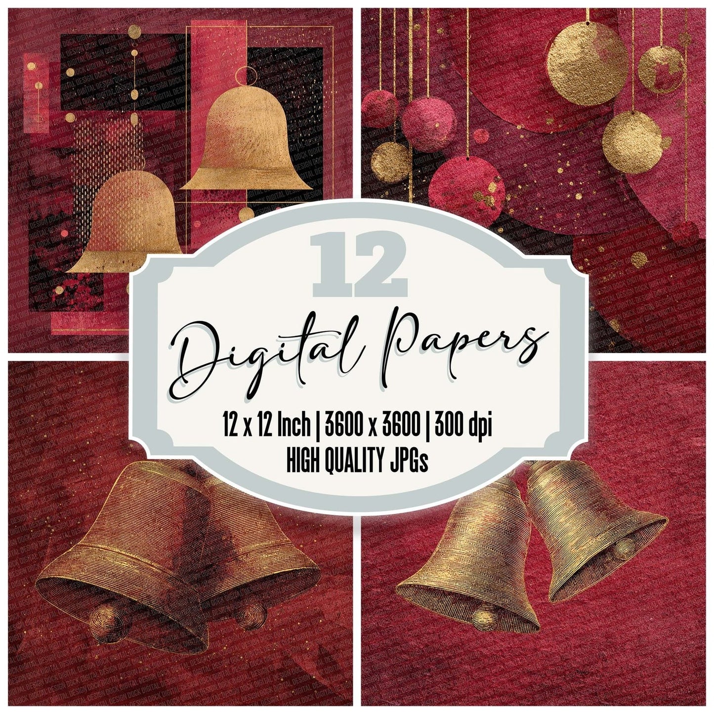 Christmas Sleigh Bells Digital Paper Pack (DDD000942)