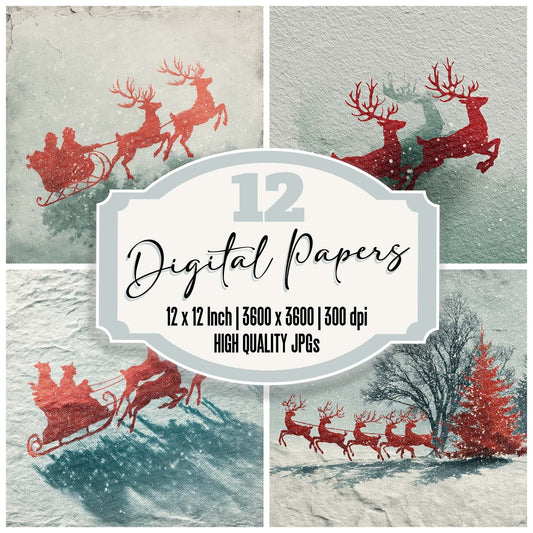 Christmas Sleigh Mint Digital Paper Pack (DDD000943)