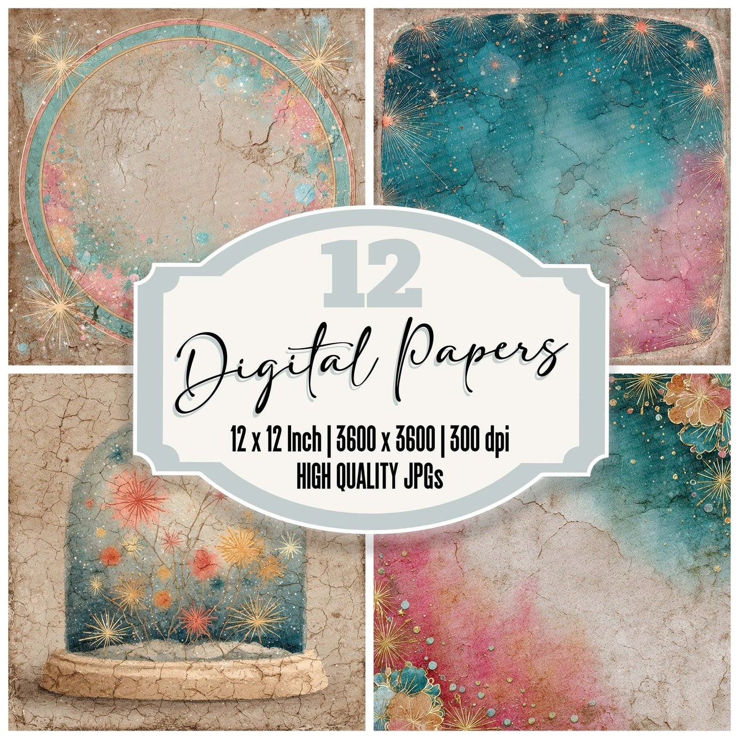 Christmas Snowglobe Kraft Digital Paper Pack (DDD000945)