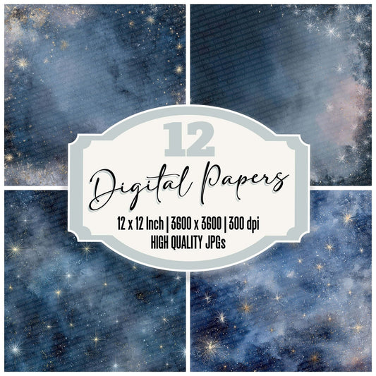 Christmas Starry Night Digital Paper Pack (DDD000946)