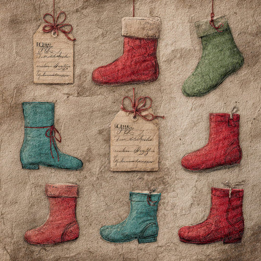 Christmas Stocking Kraft Digital Paper Pack (DDD000947)