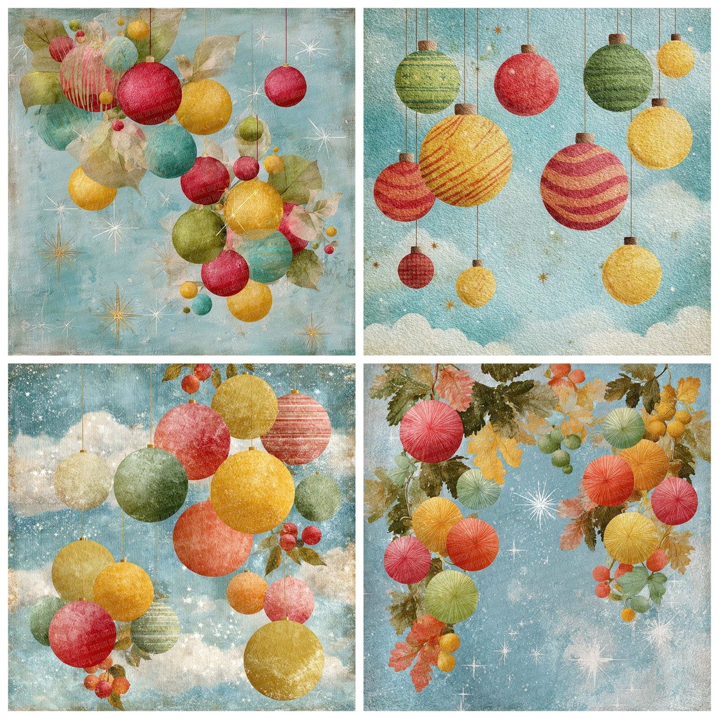Christmas Stripe Bauble Digital Paper Pack (DDD000948)