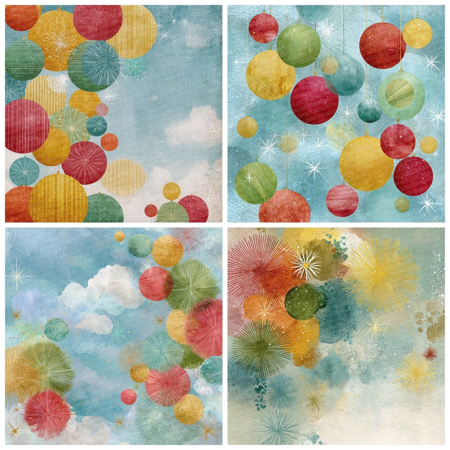 Christmas Stripe Bauble Digital Paper Pack (DDD000948)