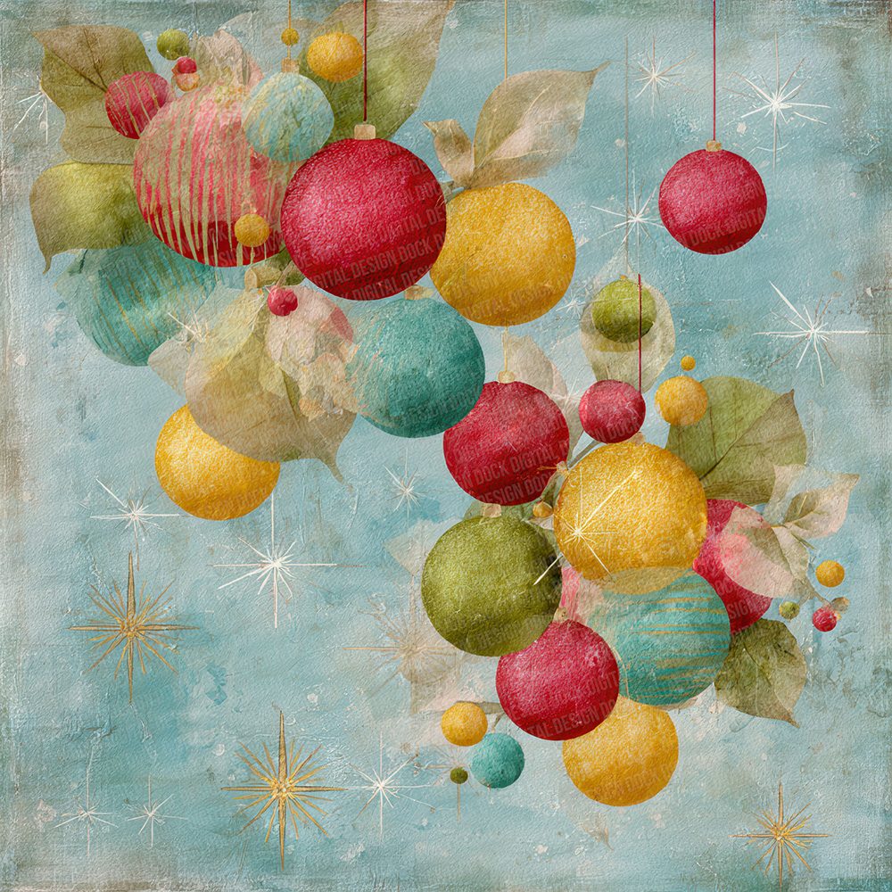 Christmas Stripe Bauble Digital Paper Pack (DDD000948)