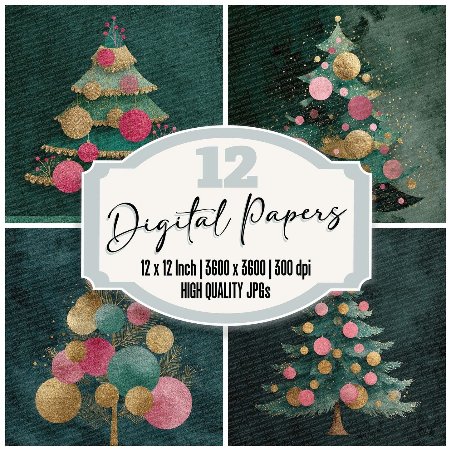 Christmas Tree Closeup Digital Paper Pack (DDD000950)