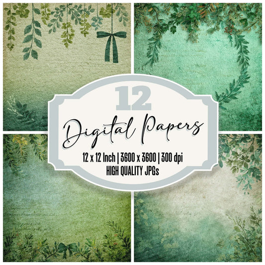 Christmas Wreath Script Digital Paper Pack (DDD000951)