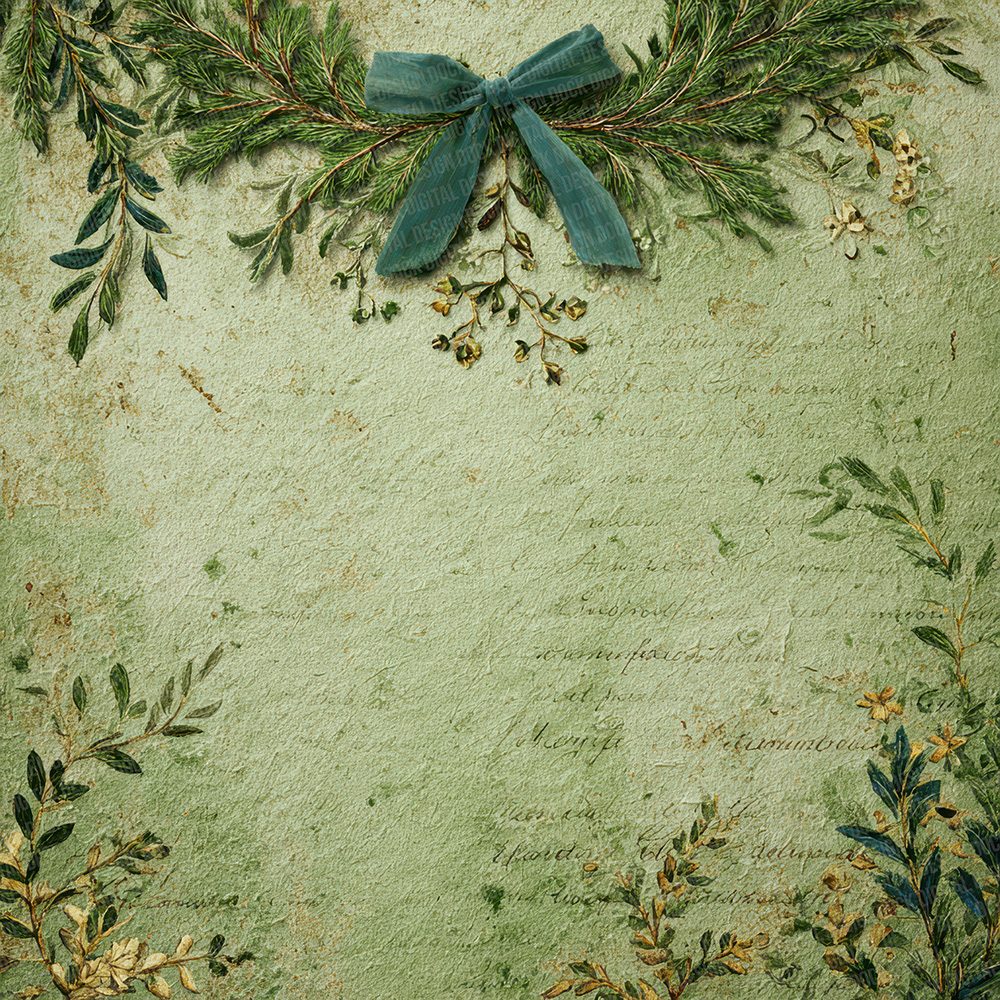 Christmas Wreath Script Digital Paper Pack (DDD000951)