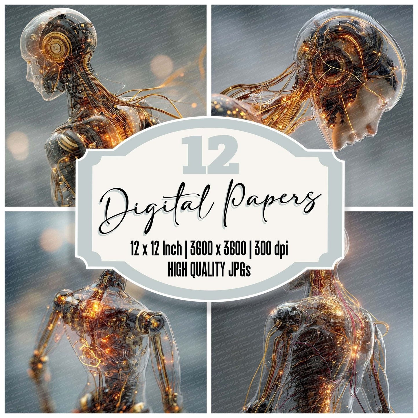 Chrome Vein Robot Anatomy Digital Paper Pack (DDD007627)