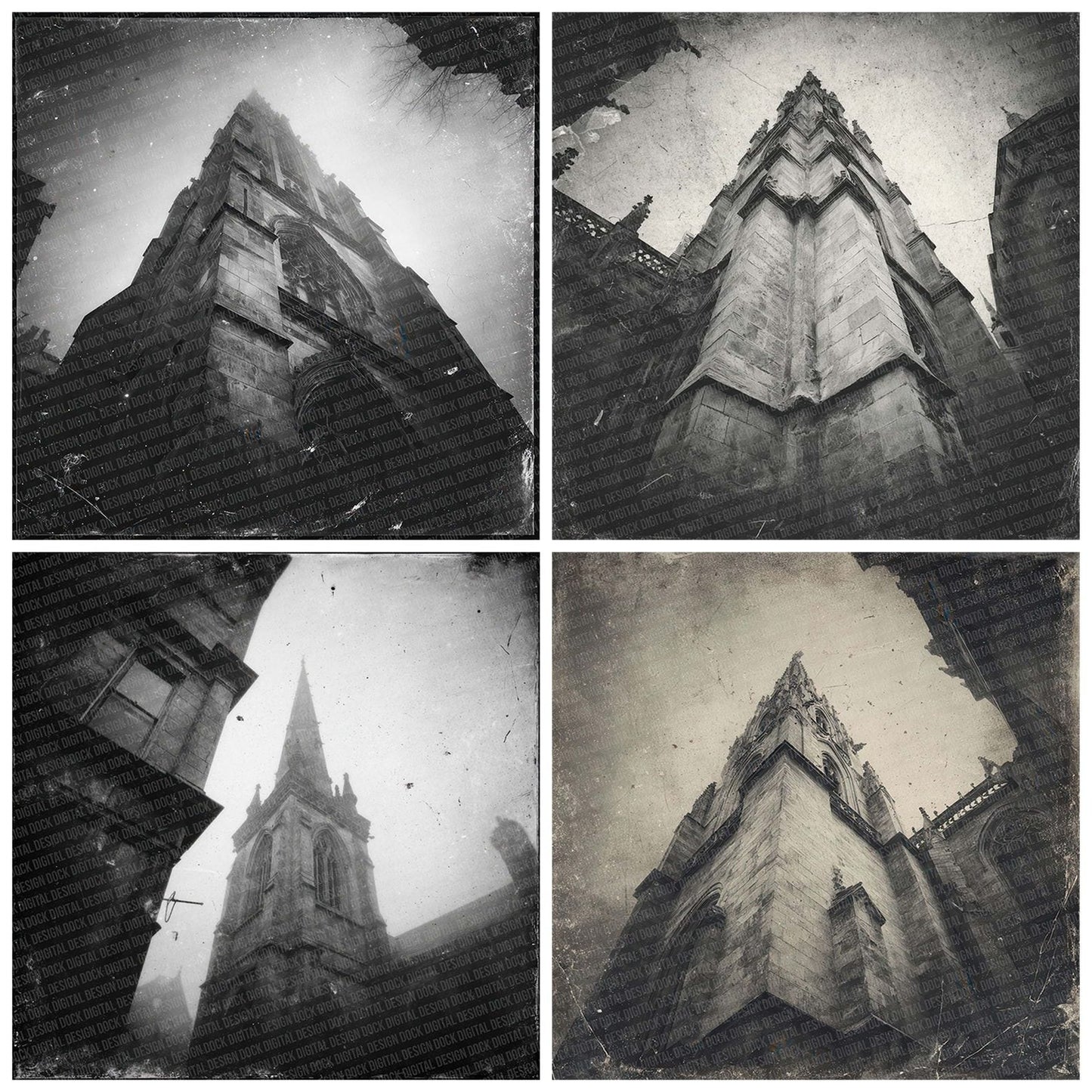 Church Spire Damaged Photo Digital Paper Pack (DDD000957)