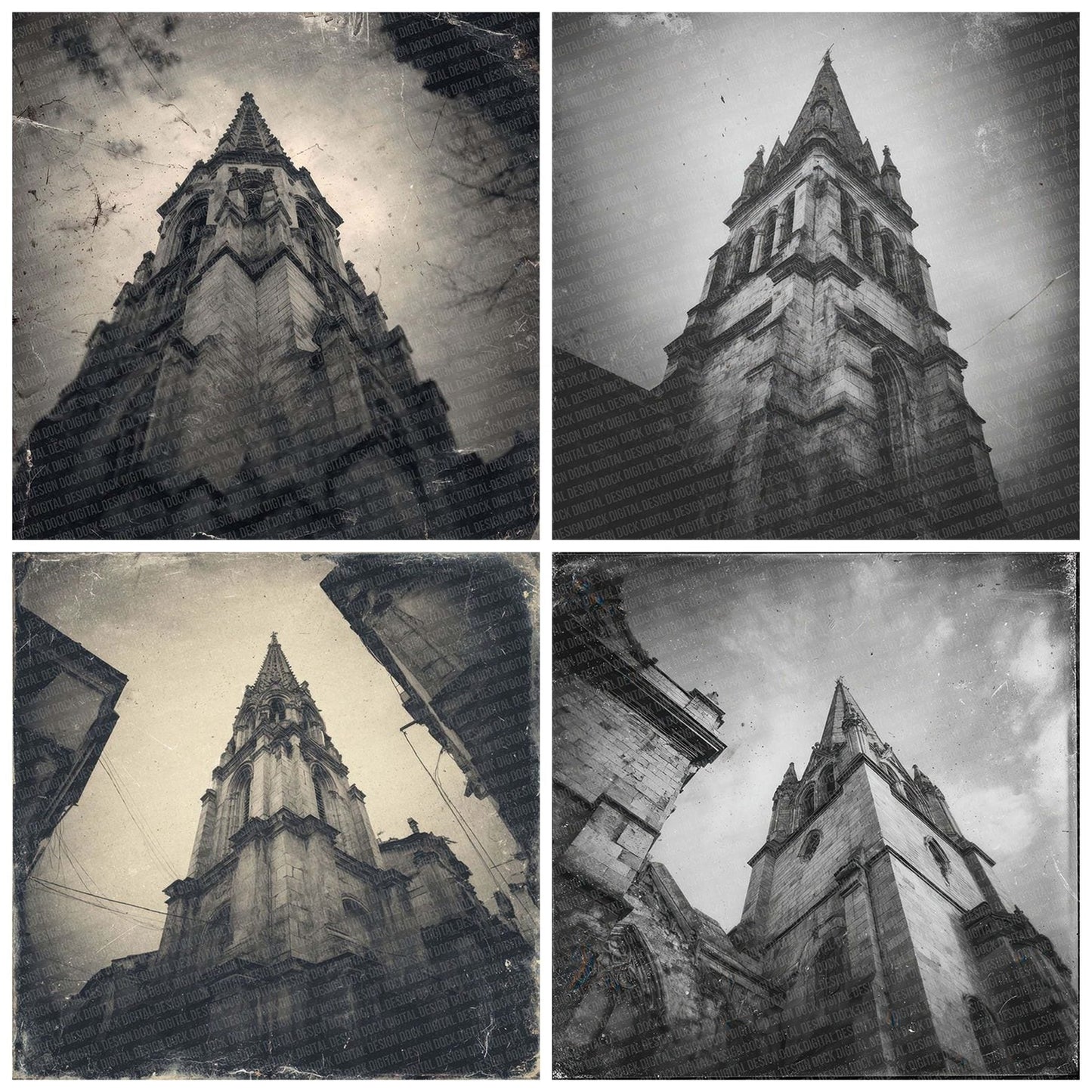 Church Spire Damaged Photo Digital Paper Pack (DDD000957)