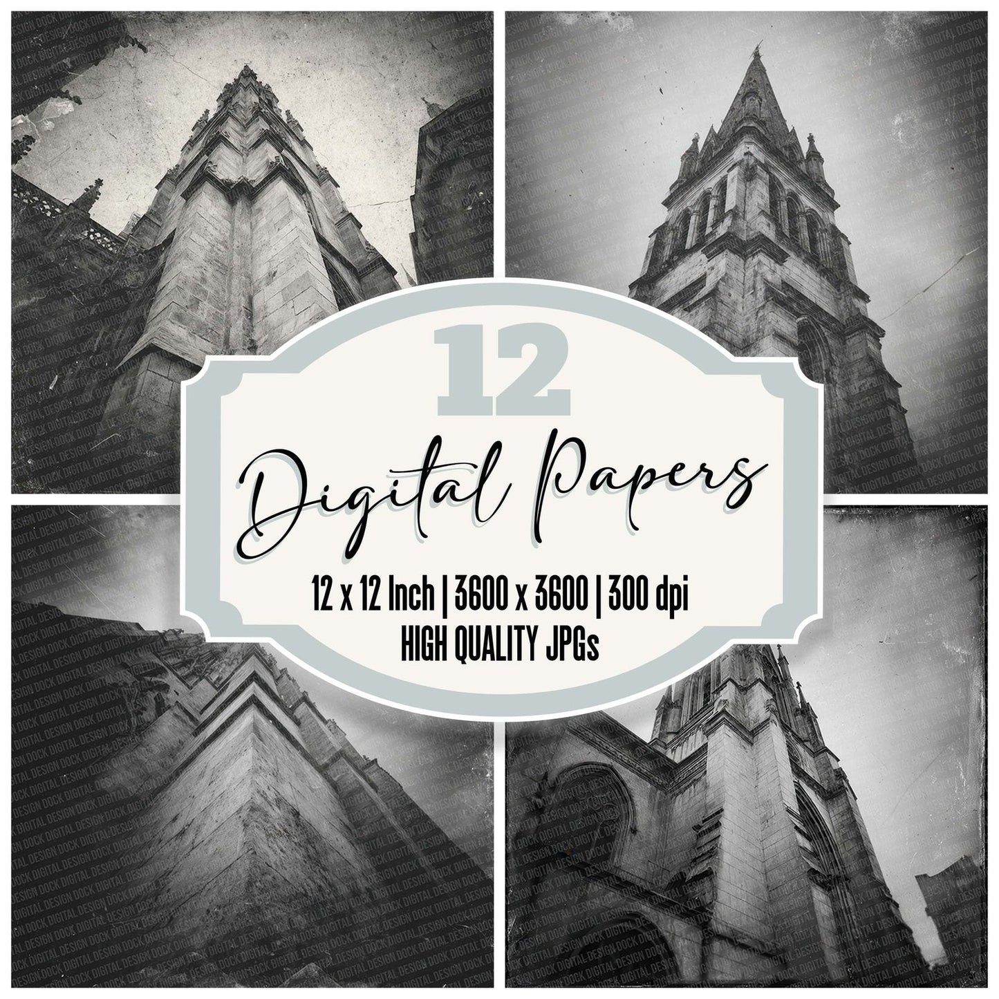 Church Spire Damaged Photo Digital Paper Pack (DDD000957)