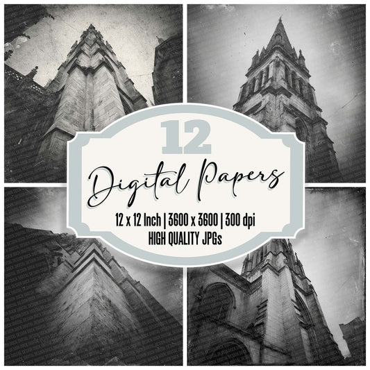 Church Spire Damaged Photo Digital Paper Pack (DDD000957)