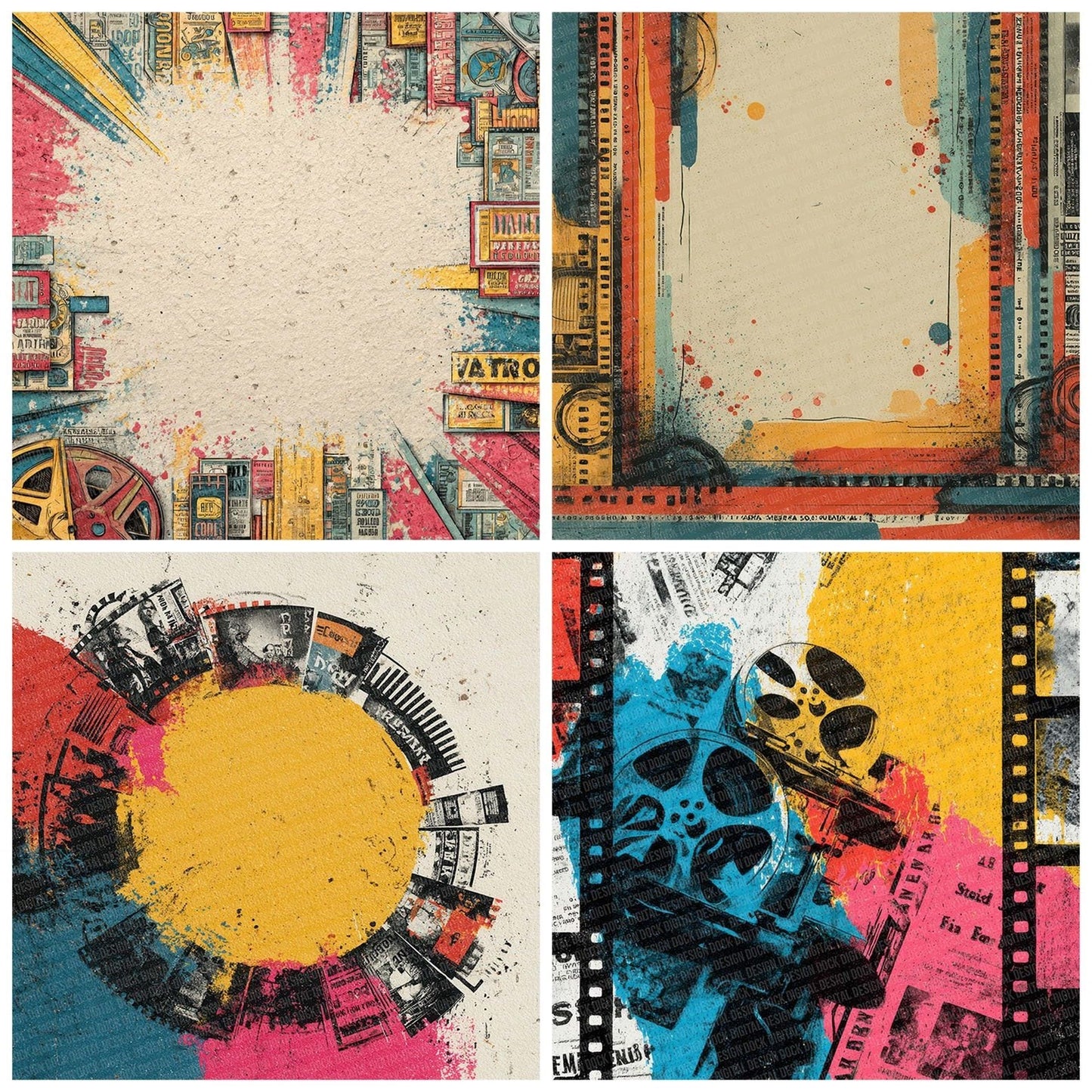 Cinema Peel Collage Digital Paper Pack (DDD000959)