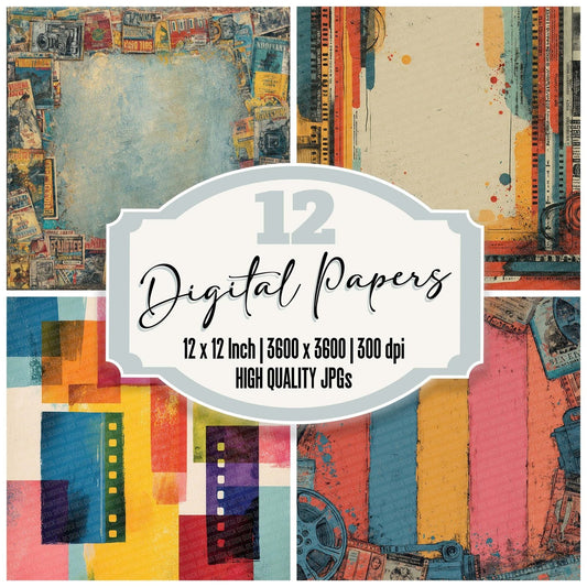 Cinema Peel Collage Digital Paper Pack (DDD000959)