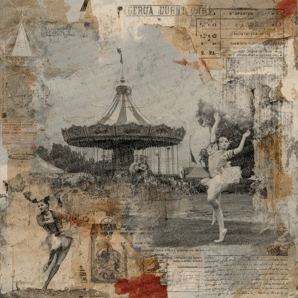 Circus Ephemera Collage Digital Paper Pack (DDD000965)