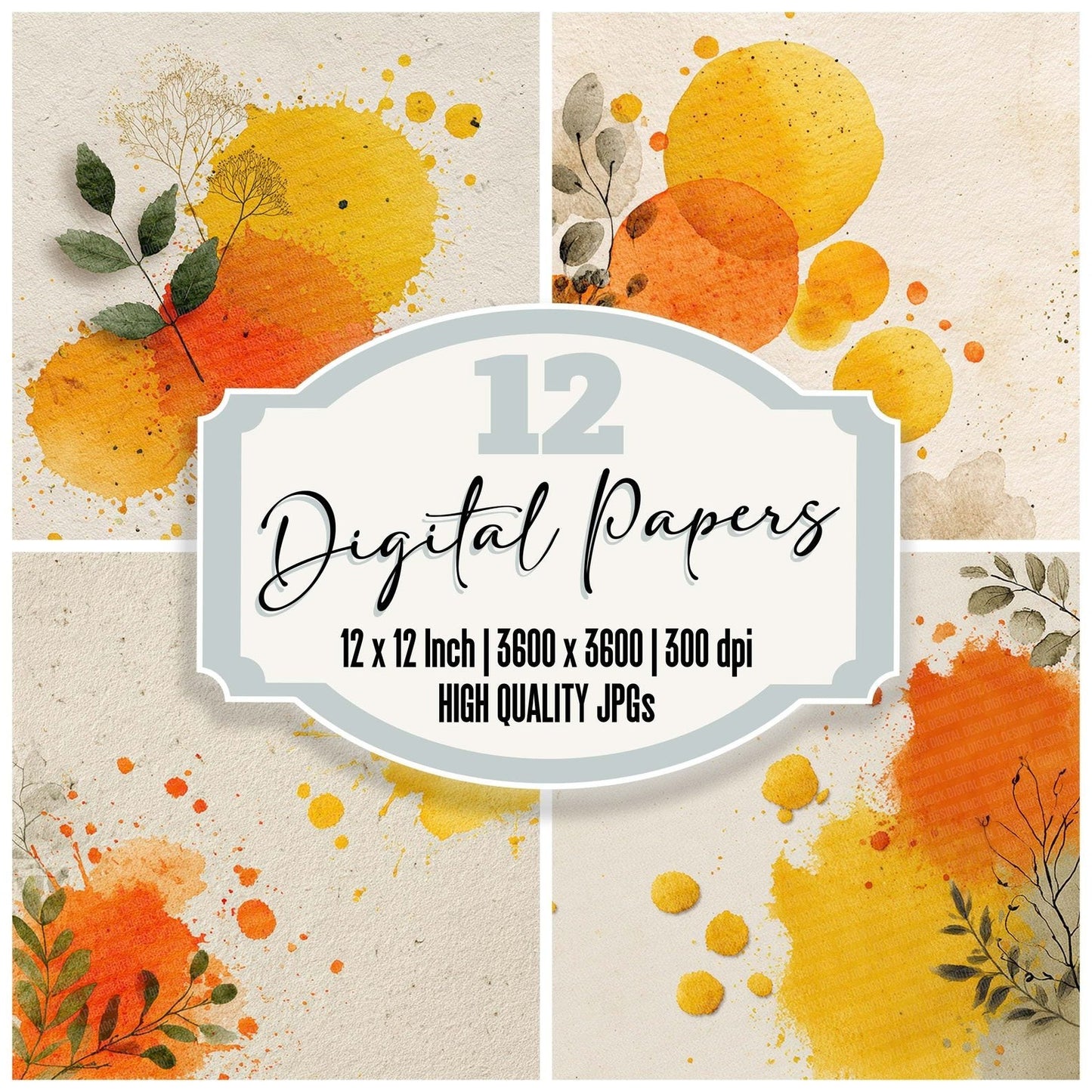 Citrus Ink Splash Digital Paper Pack (DDD000968)