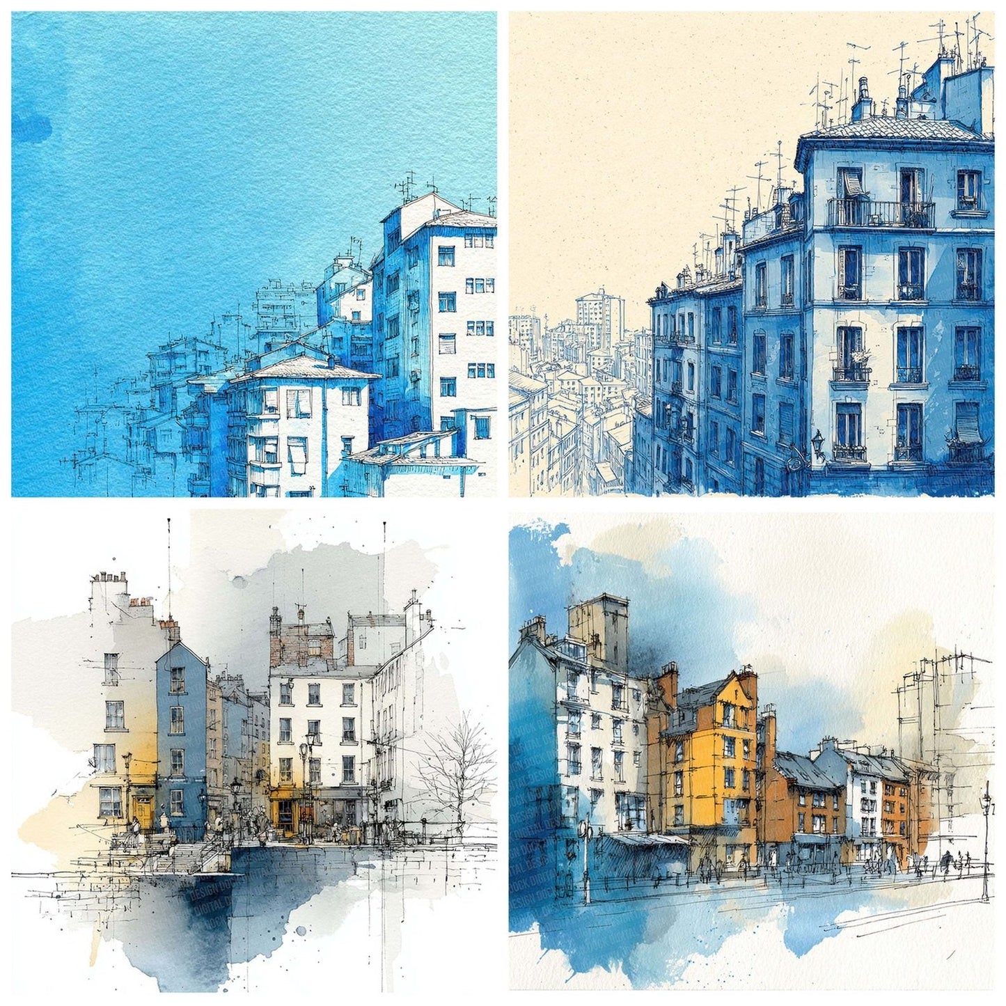 City Break Line Wash Digital Paper Pack (DDD000969)