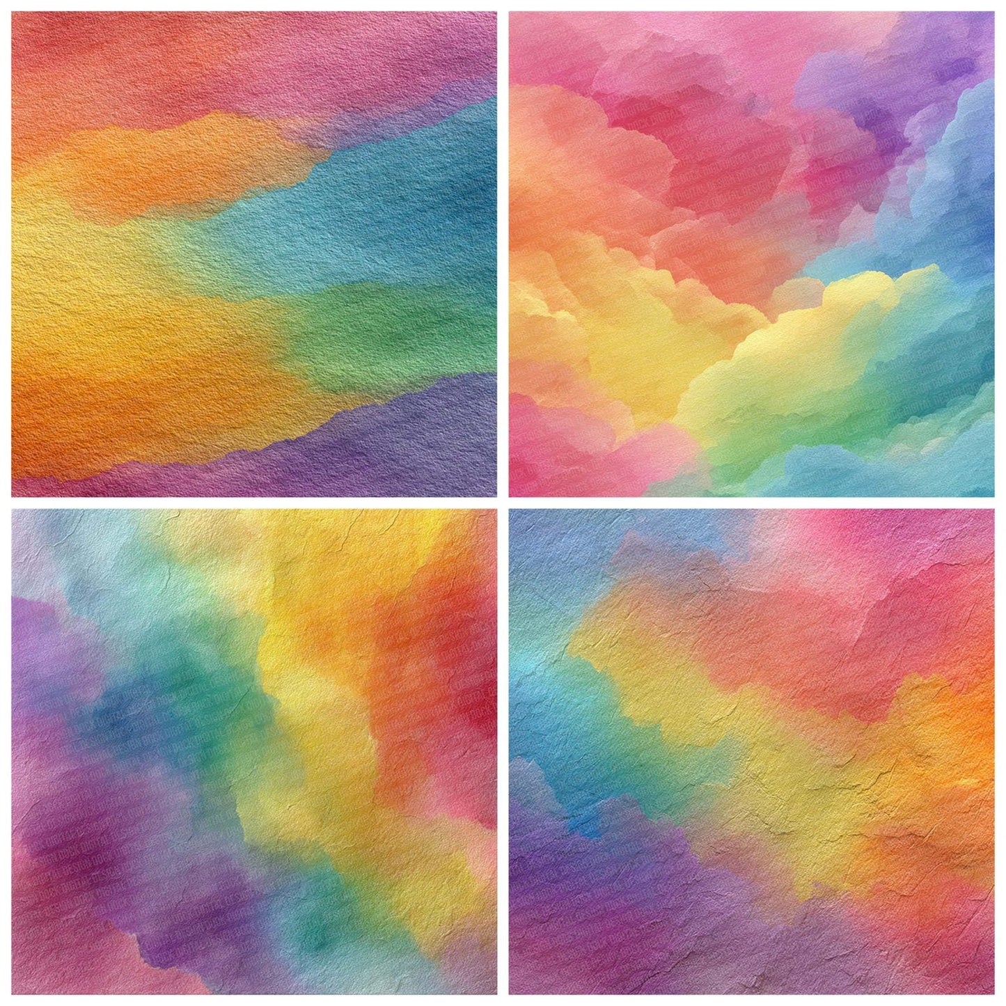 Classic Watercolour Wash Rainbow Digital Paper Pack (DDD000974)