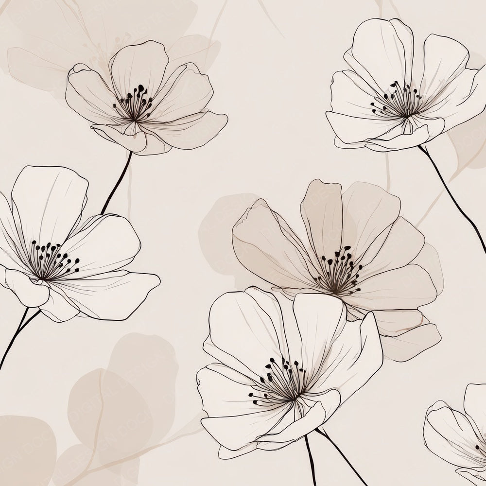 Clean Line Floral Background Digital Paper Pack (DDD007854)