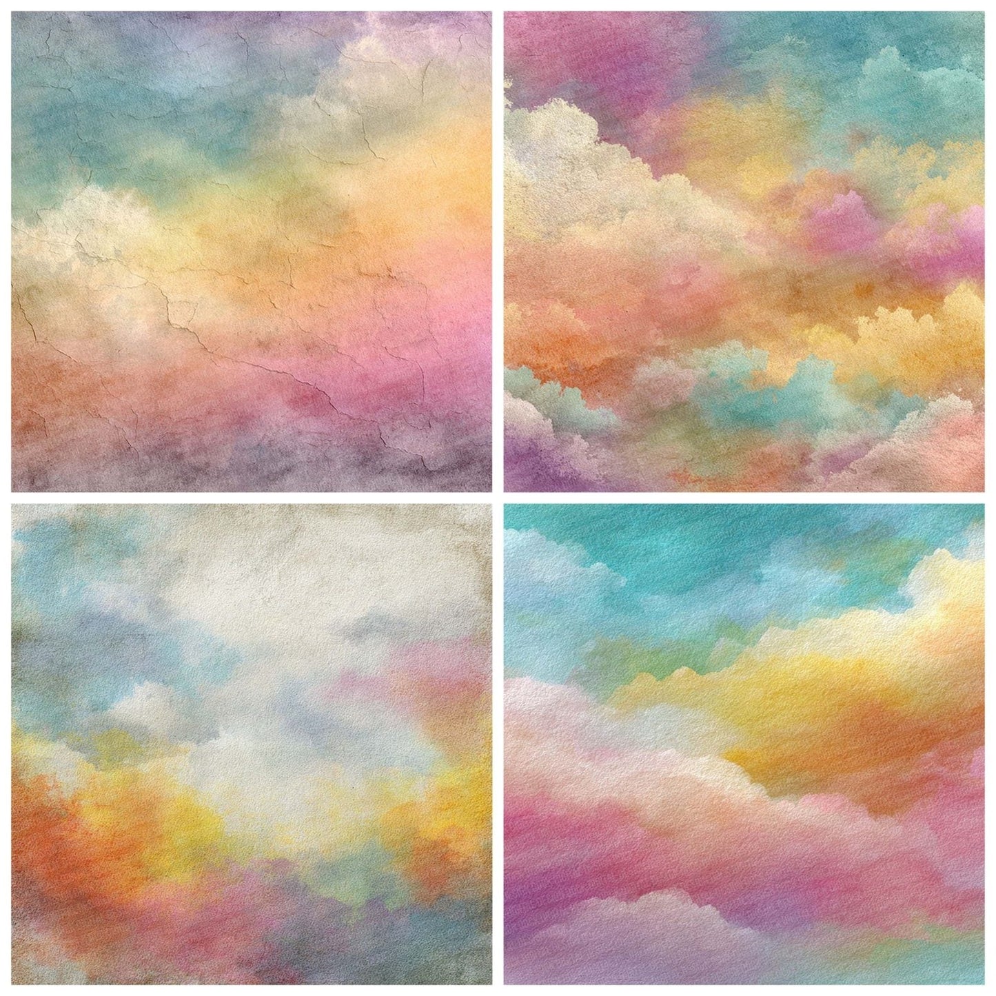 Cloudy Watercolour Wash Rainbow Digital Paper Pack (DDD000999)