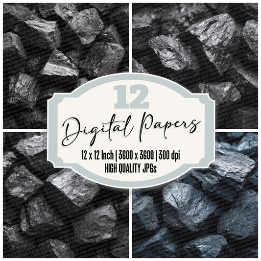 Coal Chunk Texture Digital Paper Pack (DDD001000)