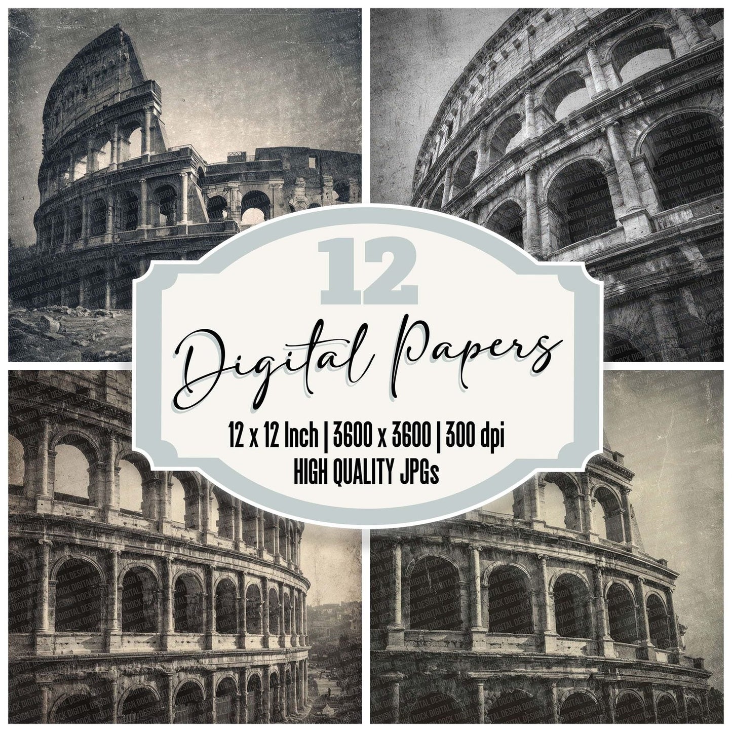 Colosseum Damaged Photo Digital Paper Pack (DDD001188)
