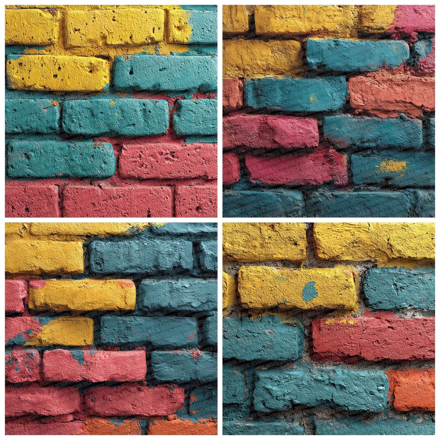 Colour Pop Brick Wall Digital Paper Pack (DDD001190)