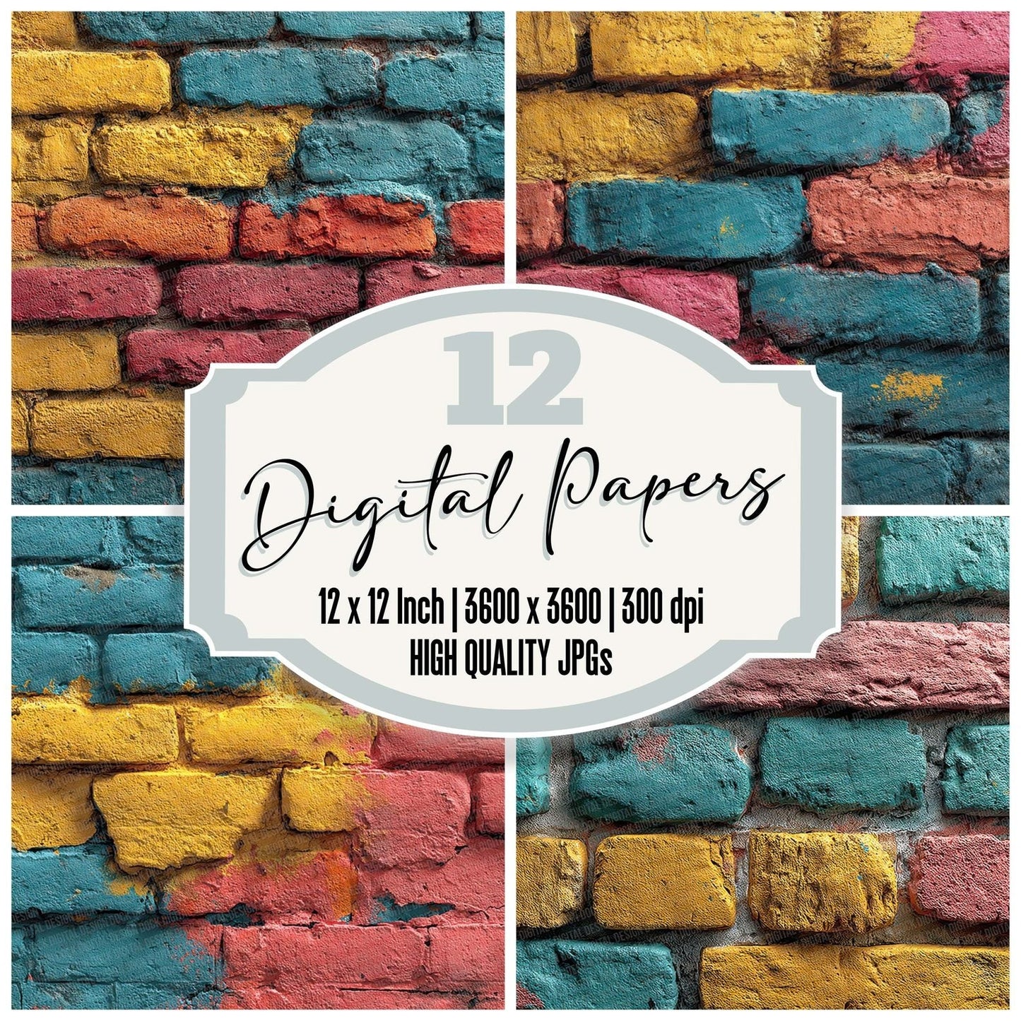 Colour Pop Brick Wall Digital Paper Pack (DDD001190)