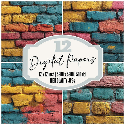 Colour Pop Brick Wall Digital Paper Pack (DDD001190)