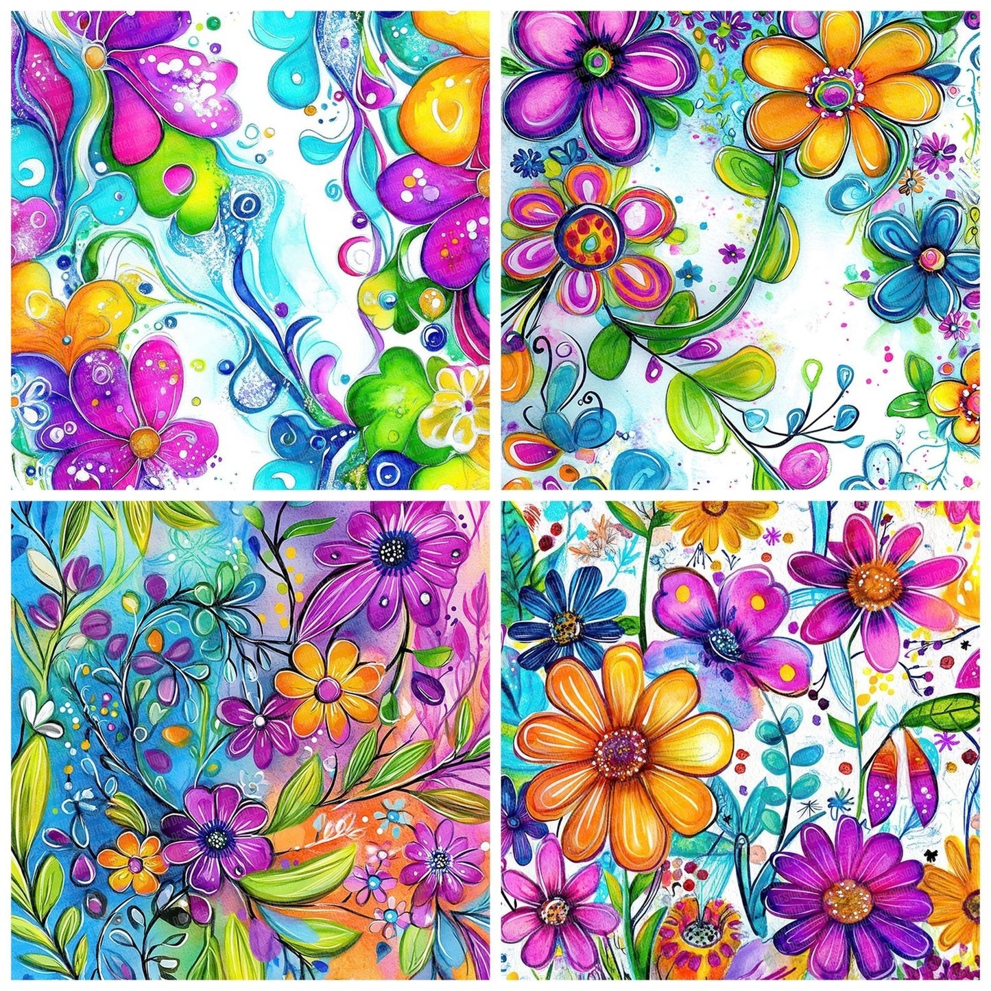 Colourful Watercolour Garden Digital Paper Pack (DDD001193)