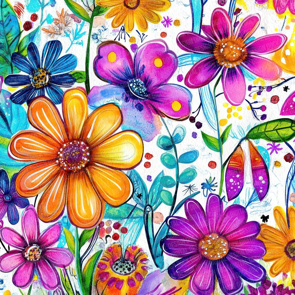 Colourful Watercolour Garden Digital Paper Pack (DDD001193)