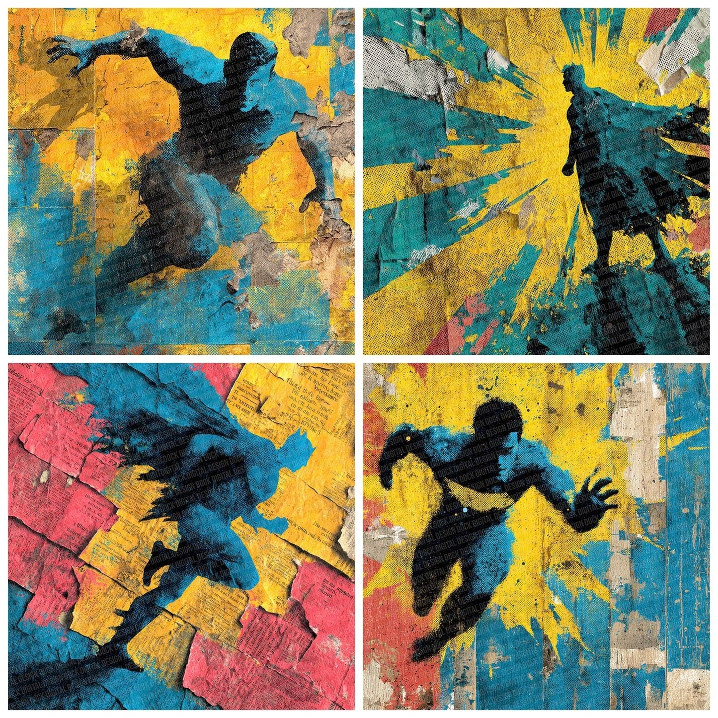 Comic Book Burst Panel Wall Digital Paper Pack (DDD001194)