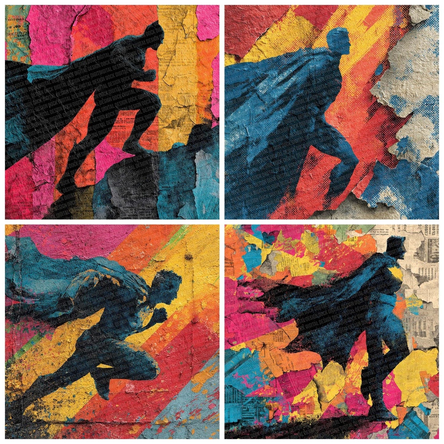 Comic Book Cape Wall Fragment Digital Paper Pack (DDD001195)