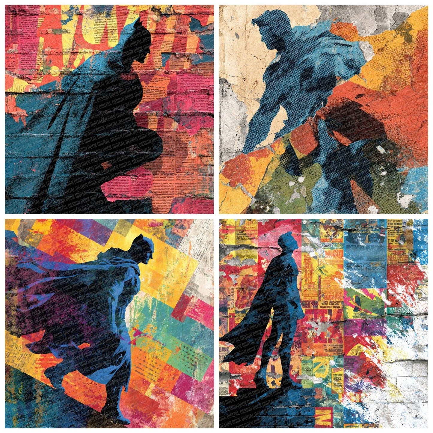 Comic Book Cape Wall Fragment Digital Paper Pack (DDD001195)